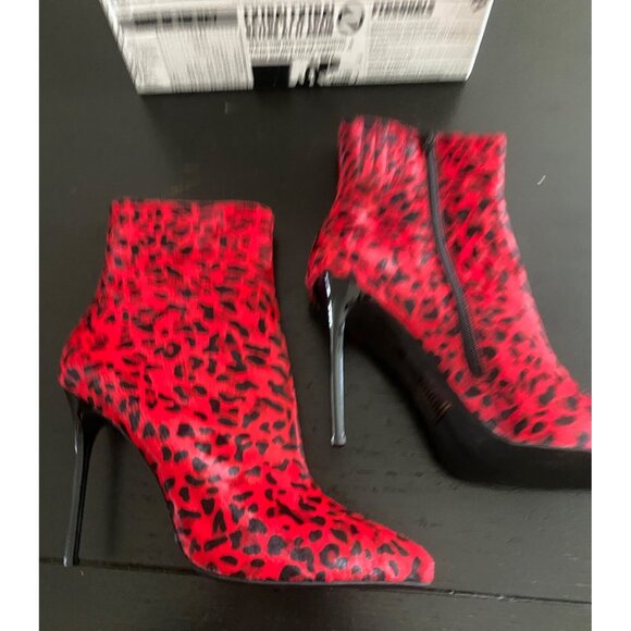 Jeffrey Campbell Temptation Stiletto Bootie's, Red Cheetah 11 Sexy Boots - Picture 15 of 16